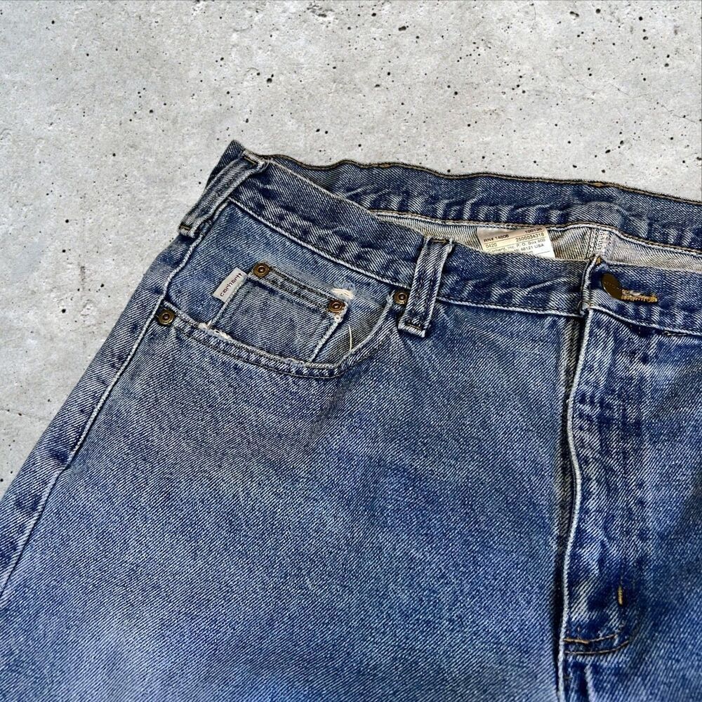 Carhartt Denim Jeans Men's Size 38x32 B480-DVB Blue Workwear Pants - Picture 2 of 12